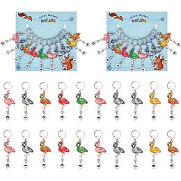 NBEADS 20 Pcs Flamingo Stitch Markers, Number Beads Alloy Crochet Marker Charms Removable 304 Stainless Steel Clasps Locking Stitch Marker for Knitting Weaving Sewing Jewelry Making