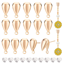 BENECREAT 40Pcs Real 18K Gold Plated Brass Teardrop Stud Earring Findings with Horizontal Loops and 60Pcs Plastic Ear Nuts for Women Earring Jewelry Making