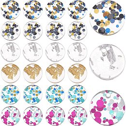 PandaHall Elite 48pcs Round Resin Pendants with Foil, 6 Styles Clear Resin Charms with Colorful Foil 13mm Round Pendants for DIY Earrings Bracelets Necklaces Keychain Jewelry Crafts Making