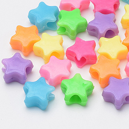 Arricraft Plastic Beads, Star, Mixed Color, 10x11x5mm, Hole: 3.5mm, about 2500pcs/500g