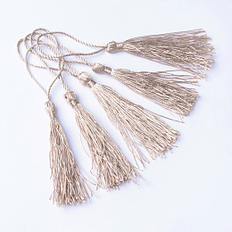 Honeyhandy Polyester Tassel Decorations, Pendant Decorations, Tan, 130x6mm, Tassel: 70~90mm