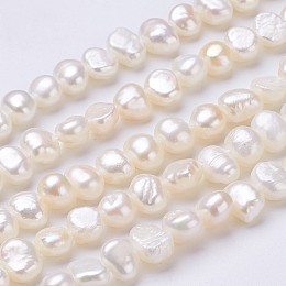 Honeyhandy Natural Cultured Freshwater Pearl Beads Strands, Nuggets, Seashell Color, 7~8x6~7x5~6mm, Hole: 0.5mm, about 55~56pcs/strand, 13.39 inch(34cm)