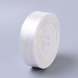 Honeyhandy Single Face Satin Ribbon, Polyester Ribbon, Snow, 1 inch(25mm) wide, 25yards/roll(22.86m/roll), 5rolls/group, 125yards/group(114.3m/group)