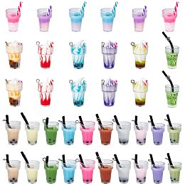 NBEADS 4 Styles Resin Bottle Pendant,38 Pcs Drink Cup Beads, Imitation Bubble Tea & Ice Cream Cups & Cup with Drinking Straw & Juice Glass Cups for Earrings Jewelry Making Key Chain Dangles