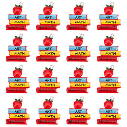 SUNNYCLUE 1 Box 25Pcs Teacher Charms Resin School Best Teacher Student Charm Flat Back Red Apple Charm Book Charms for jewellery Making Charm Art Math Reading Cabochons with Loop Earrings DIY Supplies