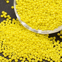 Honeyhandy 12/0 Glass Seed Beads, Grade A, Round, Opaque Colours, Yellow, 1.8~2.0mm, Hole: 0.8mm, about 28000pcs/pound