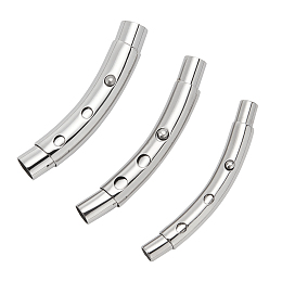 DICOSMETIC 3 Sets 3 Style 304 Stainless Steel Bayonet Clasps, Tube, Stainless Steel Color, 1 set/style