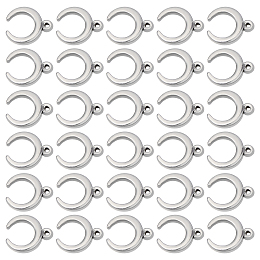 DICOSMETIC 30Pcs Stainless Steel Crescent Moon Charms Double Horn Dangle Charms Metal Crescent Pendant for Bracelet Necklace Jewelry Making