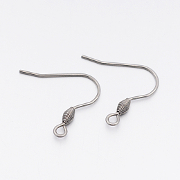 Honeyhandy 304 Stainless Steel Earring Hooks, Ear Wire, with Horizontal Loop, Stainless Steel Color, 20x21.5x3mm, Hole: 2mm, Pin: 0.8mm