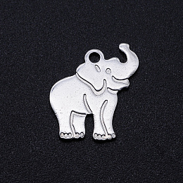 Honeyhandy Tarnish Resistant 201 Stainless Steel Pendants, Elephant, Stainless Steel Color, 15x14.5x1mm, Hole: 1.5mm