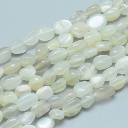 Honeyhandy Natural Moonstone Beads Strands, Nuggets, 6~9x6~7x4~5mm, Hole: 0.8mm, about 54pcs/Strand, 15.55 inch(39.5 cm)