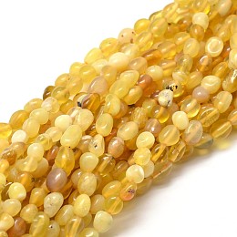 Honeyhandy Natural Yellow Opal Nuggets Beads Strands, Tumbled Stone, 5~10x6~7x3~7mm, hole: 1mm, about 14.9 inch~15.7 inch