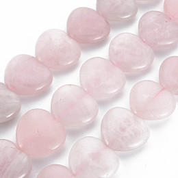 Natural Rose Quartz Beads Strands, Heart, 24~25x25x9.5mm, Hole: 1.6mm, about 15~16pcs/strand, 13.98~14.76 inch(35.5~37.5cm)