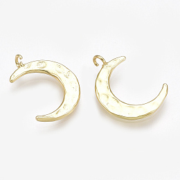 Honeyhandy Brass Pendants, Moon, Real 18K Gold Plated, 16x11.5x1mm, Hole: 1.2mm