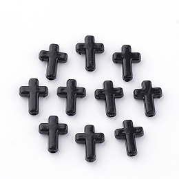 Honeyhandy Opaque Acrylic Beads, Cross, Black, 16x12x4.5mm, about 123pcs/50g