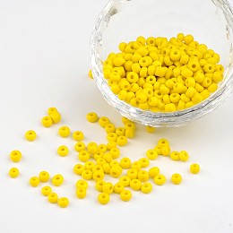 ARRICRAFT 6/0 Opaque Colours Round Glass Seed Beads, Yellow, Size: about 4mm in diameter, hole:1.5mm, about 495pcs/50g