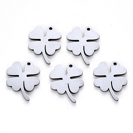 Honeyhandy 304 Stainless Steel Pendants, Laser Cut, Clover, Stainless Steel Color, 17x13.5x1mm, Hole: 1.2mm