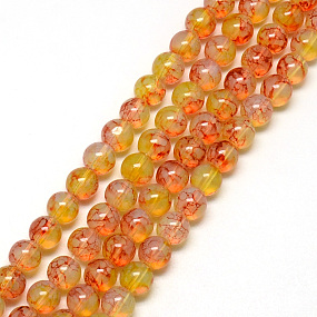 Honeyhandy Baking Painted Glass Beads Strands, Imitation Opalite, Round, Sandy Brown, 8mm, Hole: 1.3~1.6mm, about 100pcs/strand, 31.4 inch