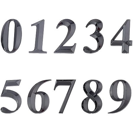 GORGECRAFT Plastic & PVC Number Sign Labels, Black, 0: 50.5x31.5x8mm, 10pcs/set