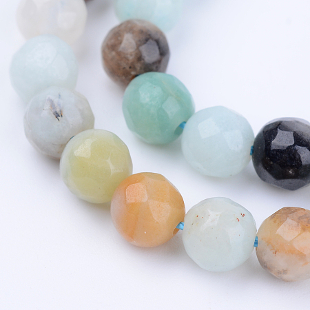 Arricraft Natural Amazonite Beads Strands, Round, Faceted, 6~6.5mm, Hole: 1mm, about 63pcs/strand, 15.5 inches