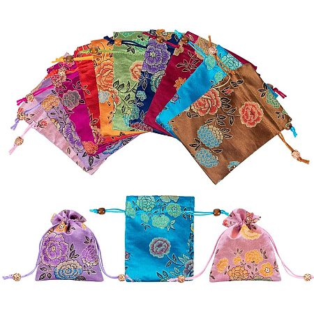 PH PandaHall 10pcs 10 Color Satin Gift Bags, 5.5