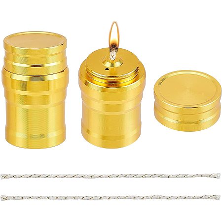 CHGCRAFT 2 Sets Portable Metal Mini Alcohol Burner Lamp Aluminum Alloy Alcohol Stove with Cotton Cord for Household Outdoor Camping Picnic Tea Coffee Making Science Experiments