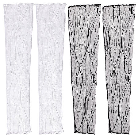 CRASPIRE Lace Arm Sleeves Fingerless Bridal Gloves Lightning Bolt Pattern Polyester Lace Arm Sleeves Ideal for Birthday Parties Wedding Etiquette Driving Riding