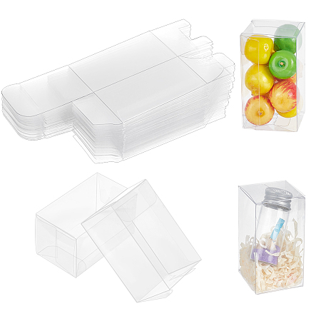 NBEADS Transparent Plastic Gift Boxes, Rectangle, Clear, 3.7x3.7x6.5cm