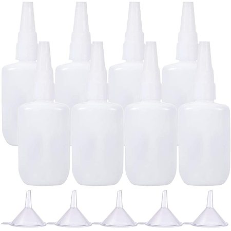 BENECREAT 10 Packs 5oz Large Plastic Glue Bottles Long Tip Plastic Squeeze Dispensing Bottle with 5PCS Hoppers for Art Glue Paint Liquid Storage