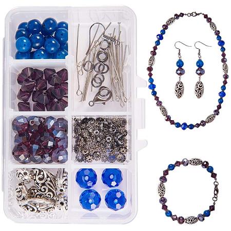 SUNNYCLUE 1 Box DIY 1 Set Jewelry Making Kit - Beading Starter Kits Jewelry  Making Supplies for Adults, Girls, Teens and Women with Lobster Claw  Clasps, Blue 