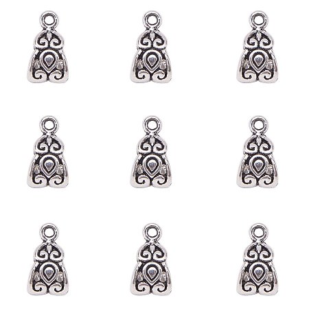 NBEADS 200Pcs Charm Carrier Tibetan Style Hanger Links, Bail Beads, Antique Silver Color, About 7.5mm Wide, 13.5mm Long, Hole: 1.5mm