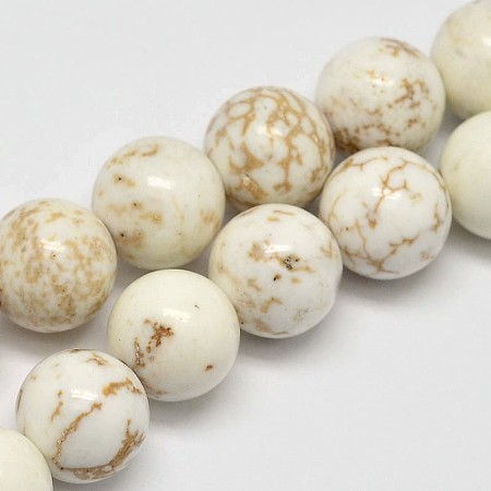 Honeyhandy Round Natural Magnesite Beads Strands, Creamy White, 10mm, Hole: 1mm, about 40pcs/strand, 15.7 inch