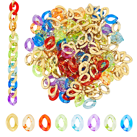 SUPERFINDINGS 280Pcs Twist Linking Rings Including 140Pcs 7 Colors Acrylic Linking Rings Quick Link Connector and 140Pcs Twist CCB Plastic Linkings Rings for Necklace Bracelet Eyeglass Lanyard Making