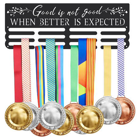 SUPERDANT Inspirational Quotes Medal Hanger Display I Am Awesome Medal Display Holder with 12 Lines Sturdy Steel Award Display Holders Wall Mounted Medal Display Racks for Ribbon Lanyard