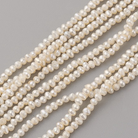 ARRICRAFT Natural Cultured Freshwater Pearl Beads Strands, Potato, Antique White, 3~3.5x2.3~2.6mm, Hole: 0.5mm, about 168pcs/strand, 15.1 inches(38.5cm)