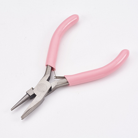 Honeyhandy 45# Carbon Steel Jewelry Pliers, Wire Looping Pliers, Round Nose Pliers, Polishing, Pink, 11.5x7.3x0.9cm
