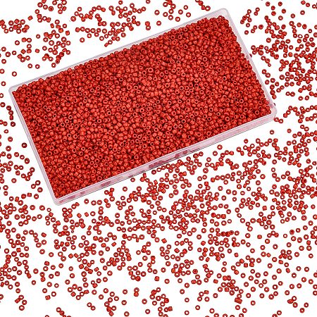 PandaHall Elite 4400pcs Red 8/0 Glass Seed Beads, 3mm Round Small Craft Beads Tiny Pony Beads Opaque Mini Spacer Beads Waist Beads for Earring Bracelet Pendants Jewelry DIY Crafts Making, 1mm Hole
