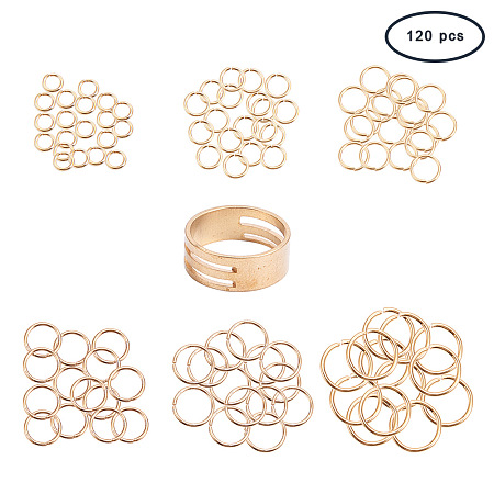 PandaHall Elite About 120 Pcs 304 Stainless Steel Open Jump Rings O Ring Diameter 4-10mm for Jewelry Making Golden