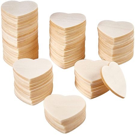 NBEADS 100 Pcs Heart Shape Unfinished Wooden Slices Blank Wooden Heart Pieces Wooden Heart Embellishments Wood Heart Slices for DIY Painting Ornament Christmas Home Decor Pendants