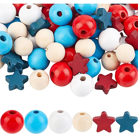 100Pcs Mixed Large Hole Wooden-Beads Jewelry Crafts For DIY Jewelry Making  US