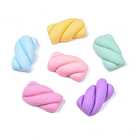 Marshmallow Opaque Resin Cabochons, for DIY Children's Day Jewely, Play Food, Imitation Food, Mixed Color, 23x14x8mm