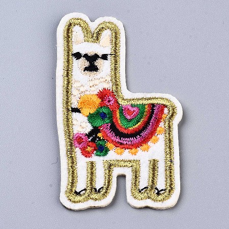 Honeyhandy Alpaca Appliques, Computerized Embroidery Cloth Iron on/Sew on Patches, Costume Accessories, Colorful, 67x39x1.5mm