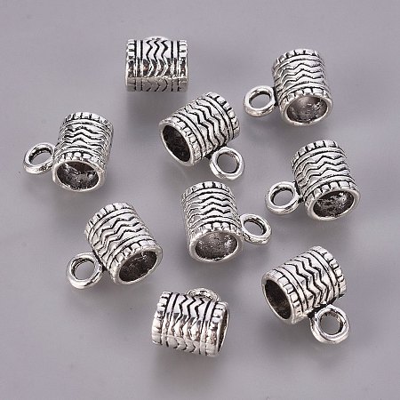 Honeyhandy Tibetan Style Hangers, Bail Beads, Cadmium Free & Lead Free, Black, Antique Silver Color, Size: about 8mm in diameter, 9mm thick, Inner Diameter: 5.5mm, hole: 3mm