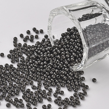 FGB 11/0 Baking Paint Glass Seed Beads, Round, Dark Olive Green, 2.3x1.5mm, Hole: 1mm, about 5300pcs/50g