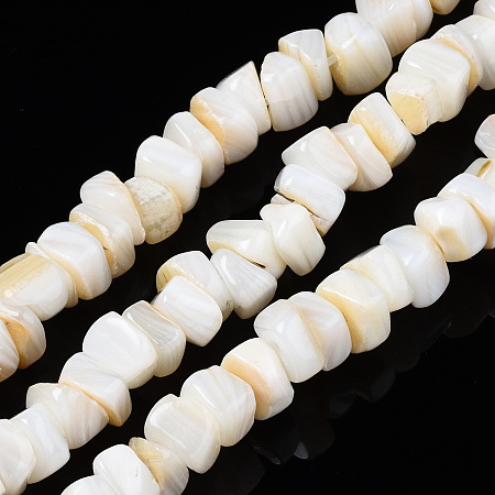 Honeyhandy Natural Freshwater Shell Beads Strands, Nuggets Chips, Seashell Color, 5~8x5~7x2~5mm, Hole: 0.5mm, about 50~53pcs/strand, 7.28 inch(18.5cm)