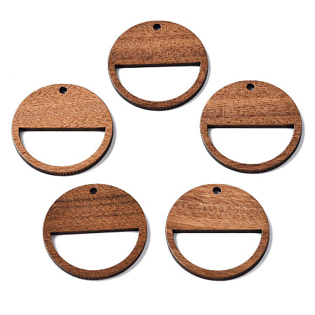 Honeyhandy Walnut Wood Pendants, Flat Round, Camel, 30x2mm, Hole: 2mm