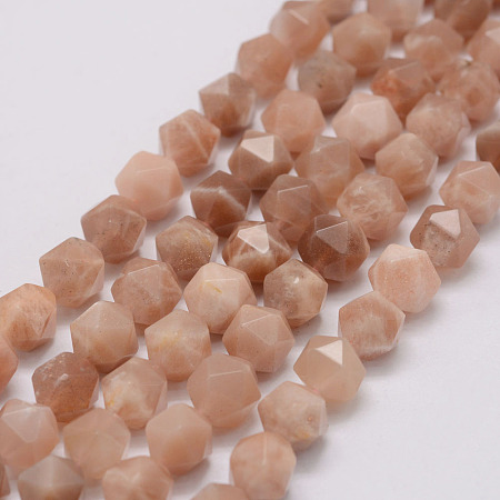 Arricraft Natural Sunstone Bead Strands, Star Cut Round Beads, Faceted, 8x7~7.5x7~7.5mm, Hole: 0.5mm, about 50pcs/strand, 15.3 inches(39cm)