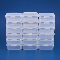 BENECREAT 18 Pack 2.1x2.1x0.78 Square Clear Plastic Bead Storage Containers Box Drawer Organizers with lid for Items, Earplugs, Pills, Tiny Bead, Jewelry Findings