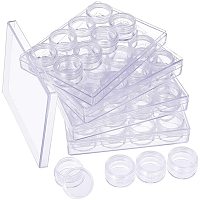 BENECREAT 48 Pieces Clear Plastic Bead Jars Containers with 4 Large Storage Boxes Set for Diamond, Nail Crystals and Other Small Items