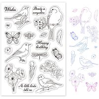 GLOBLELAND Flowers Birds and Butterflies Clear Stamps Dragonfly Bee Rose Tulip Transparent Stamp for Christmas Birthday Thanksgiving Cards Making DIY Scrapbooking Photo Album Decoration Paper Craft